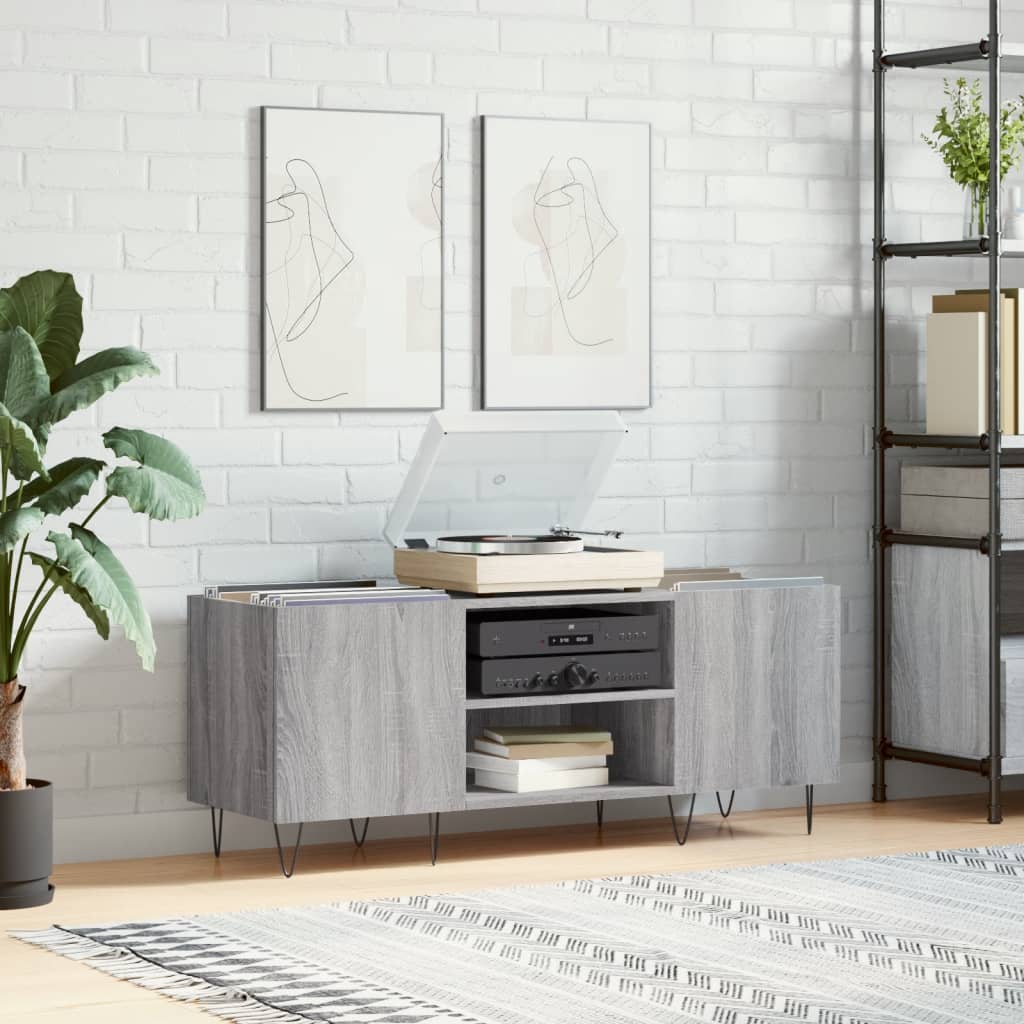 Record Cabinet Grey Sonoma 121x38x48 cm Engineered Wood - Tyrell & Tyrell