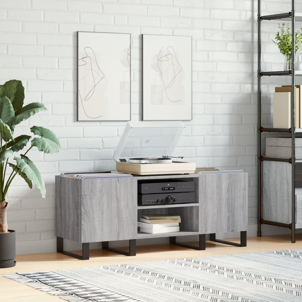 Record Cabinet Grey Sonoma 121x38x48 cm Engineered Wood - R and M Furniture