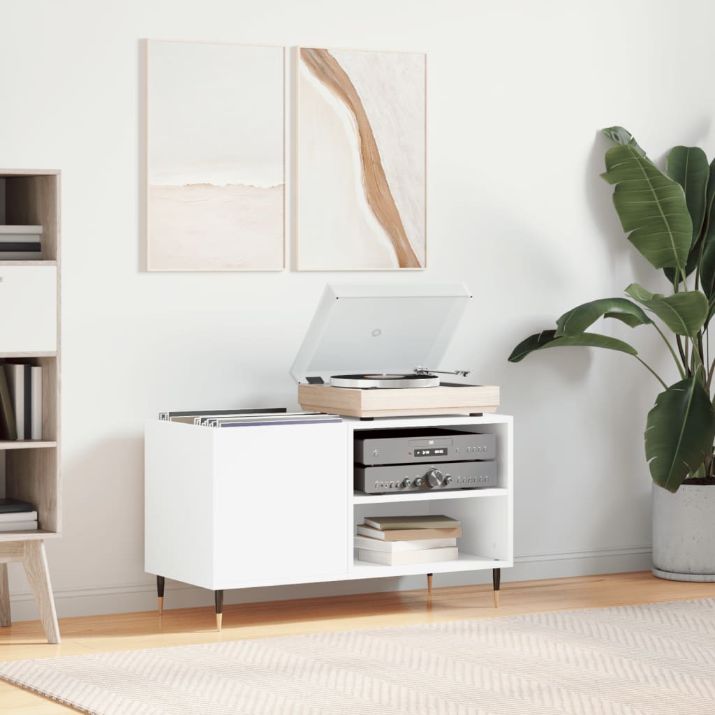 Record Cabinet White 85x38x48cm Engineered Wood - Direct Imports