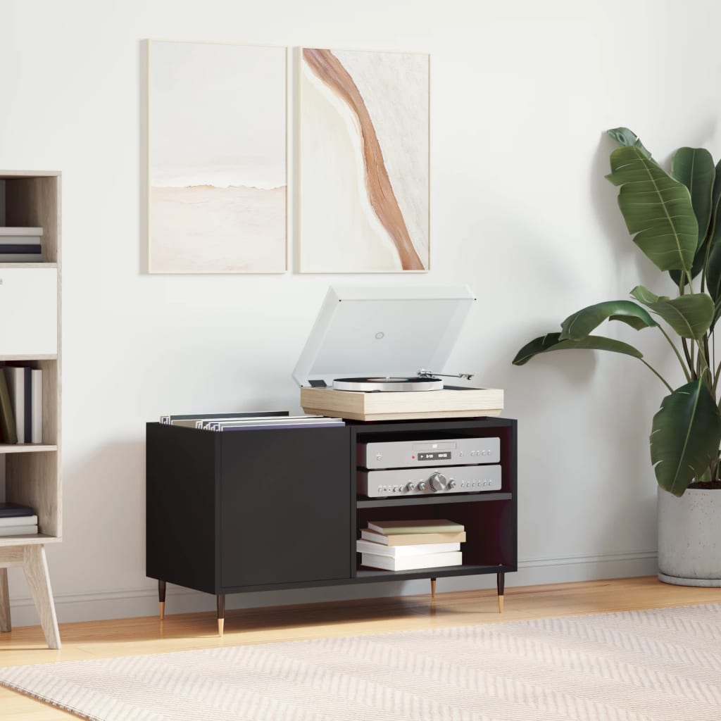 Record Cabinet Black 85x38x48cm Engineered Wood - Casper Homes
