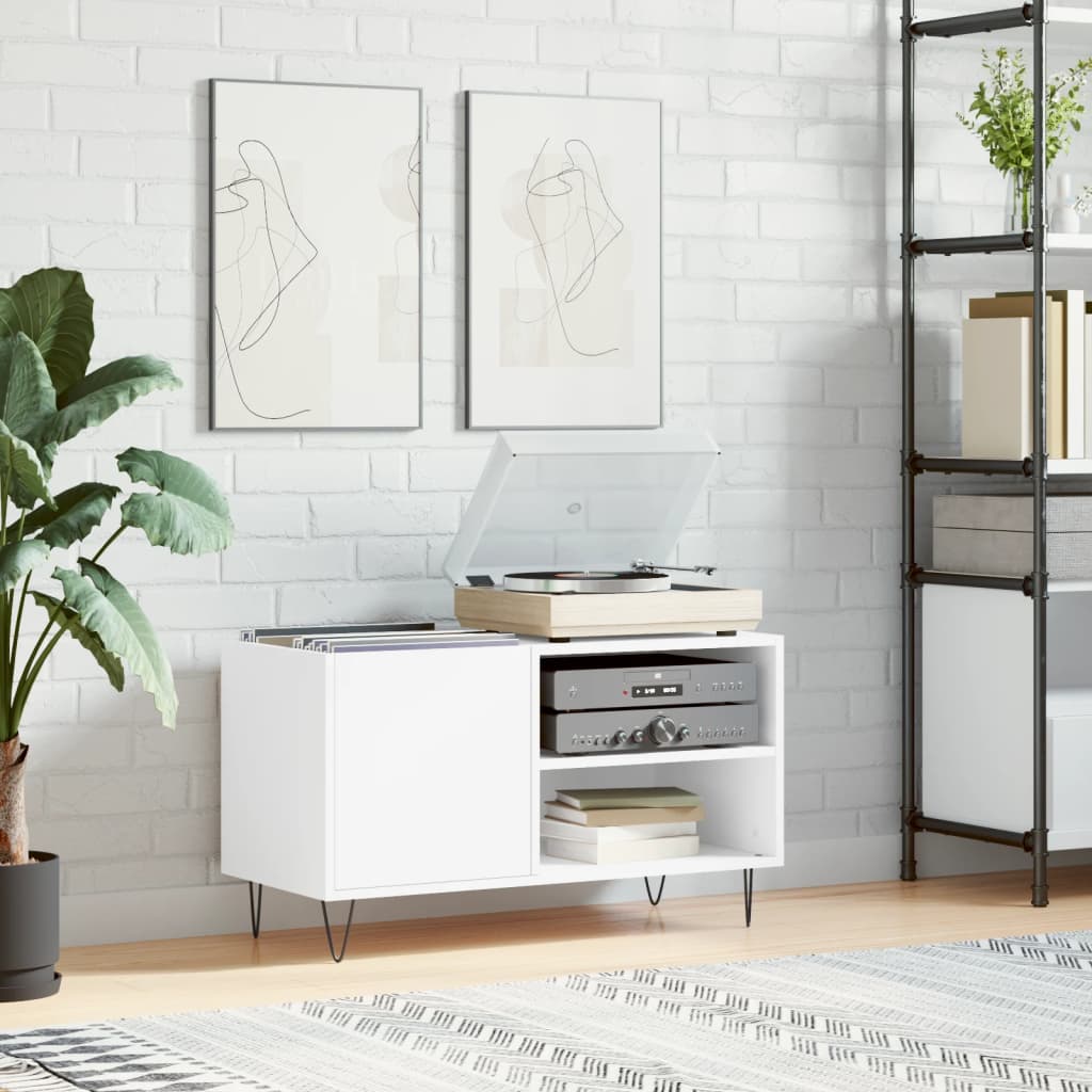 Record Cabinet White 85x38x48cm Engineered Wood - Casper Homes