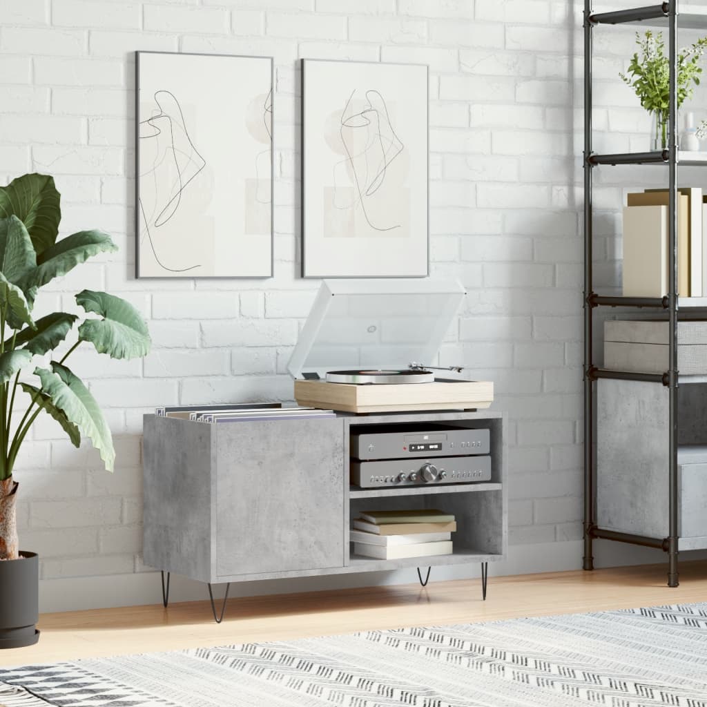 Record Cabinet Concrete Grey 85x38x48cm Engineered Wood - Merlin Deals