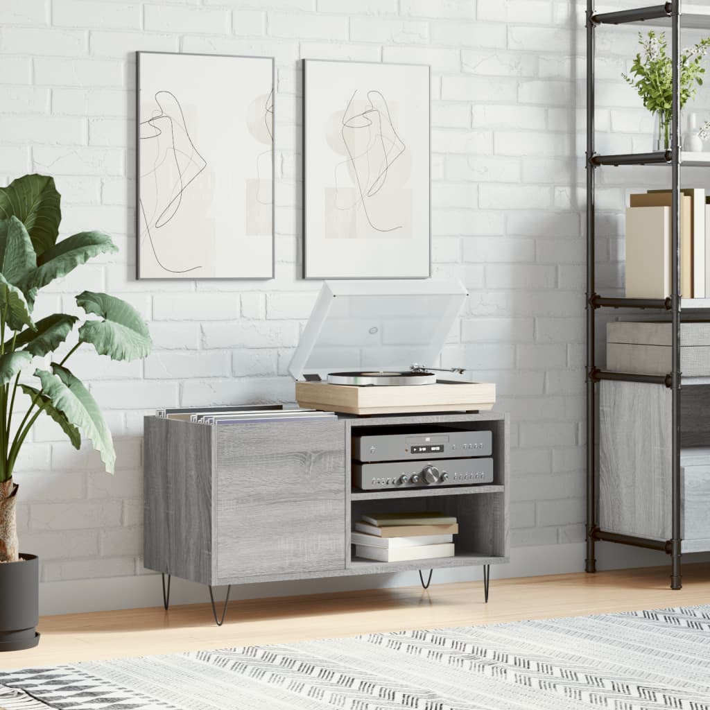 Record Cabinet Grey Sonoma 85x38x48 cm Engineered Wood - Unbeatable Bargains