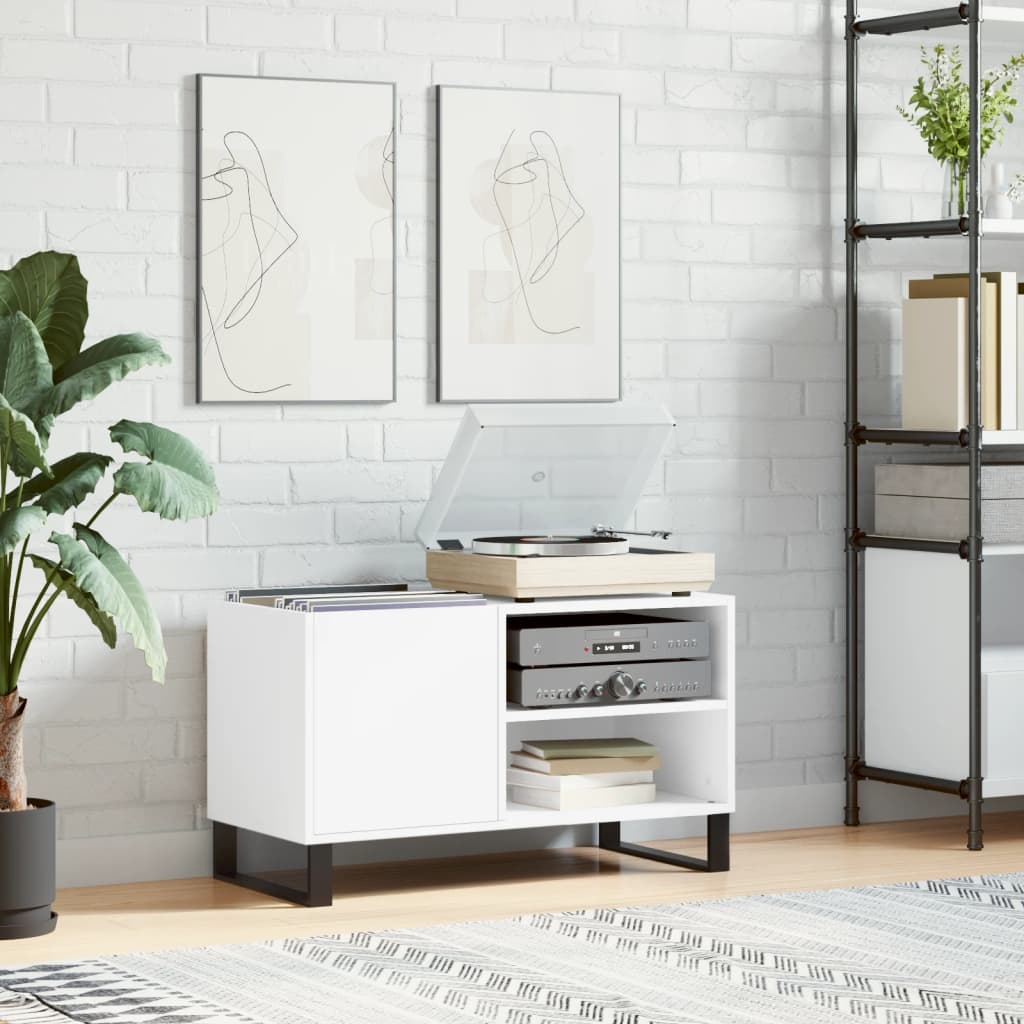 Record Cabinet White 85x38x48cm Engineered Wood - Direct Imports