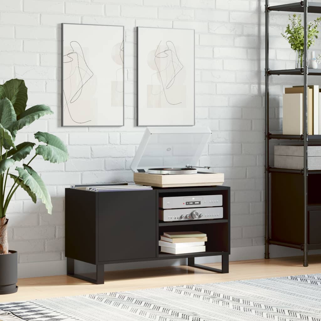 Record Cabinet Black 85x38x48cm Engineered Wood - Casper Homes