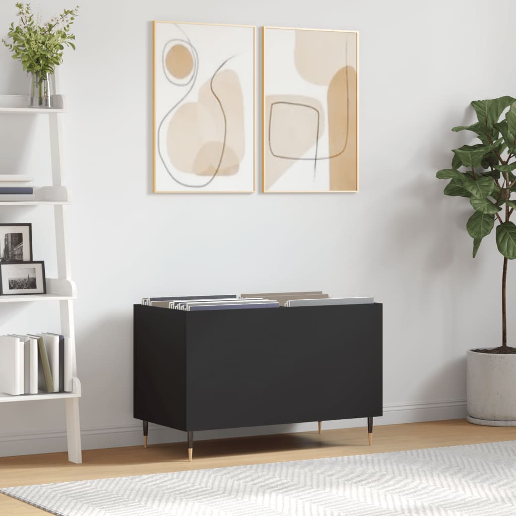 Record Cabinet Black 74.5x38x48 cm Engineered Wood - R and M Furniture