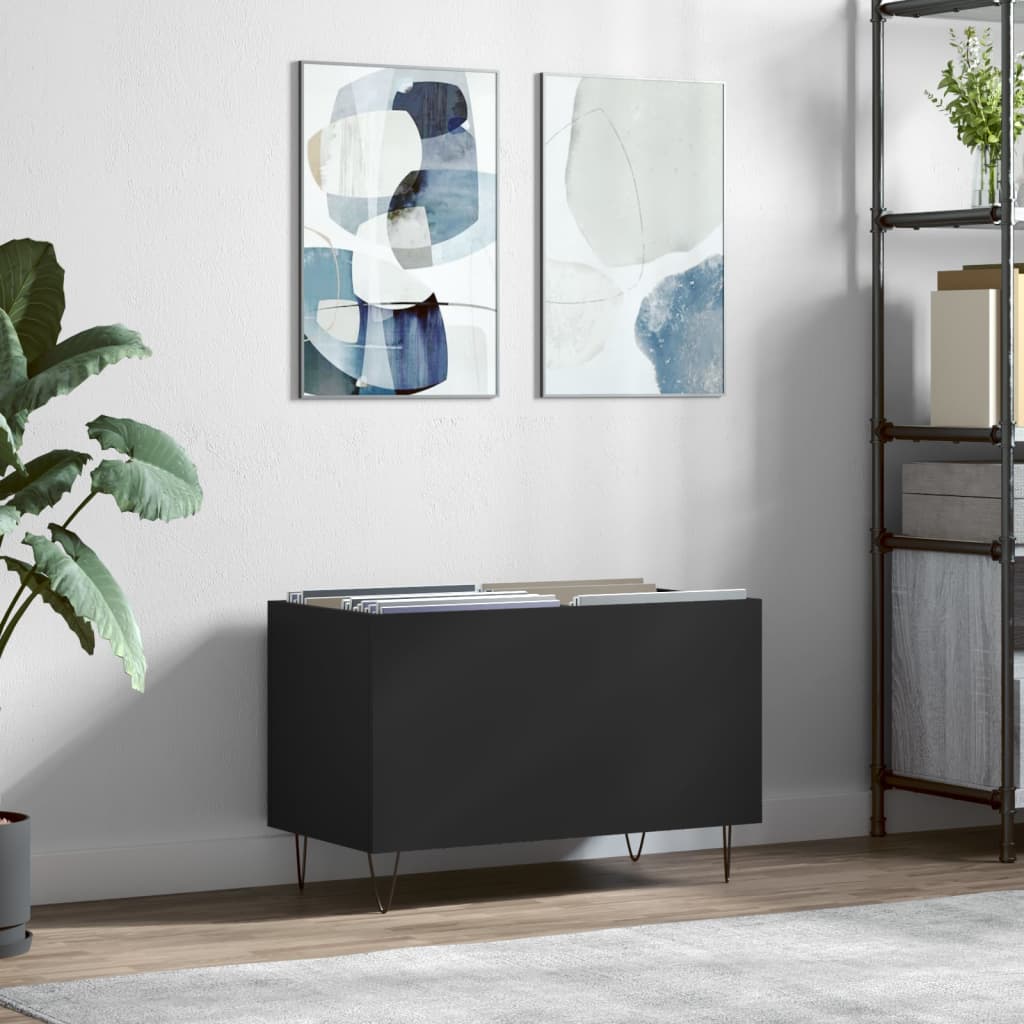 Record Cabinet Black 74.5x38x48 cm Engineered Wood - Unbeatable Bargains