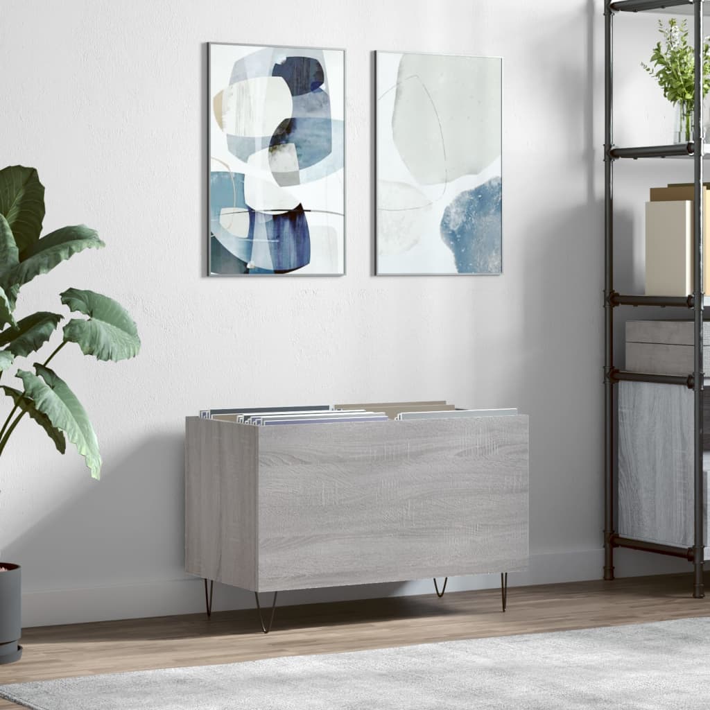 Record Cabinet Grey Sonoma 74.5x38x48 cm Engineered Wood - Tyrell & Tyrell
