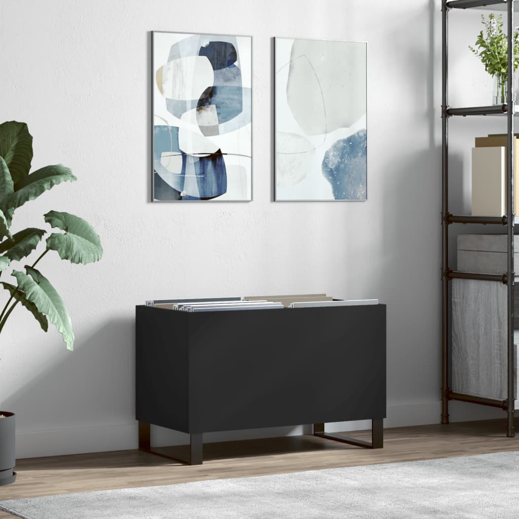 Record Cabinet Black 74.5x38x48 cm Engineered Wood - Unbeatable Bargains