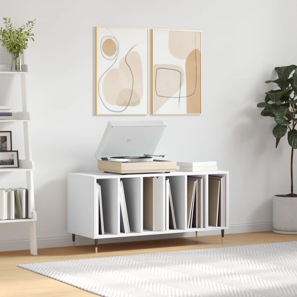 Record Cabinet White 100x38x48cm Engineered Wood - Casper Homes