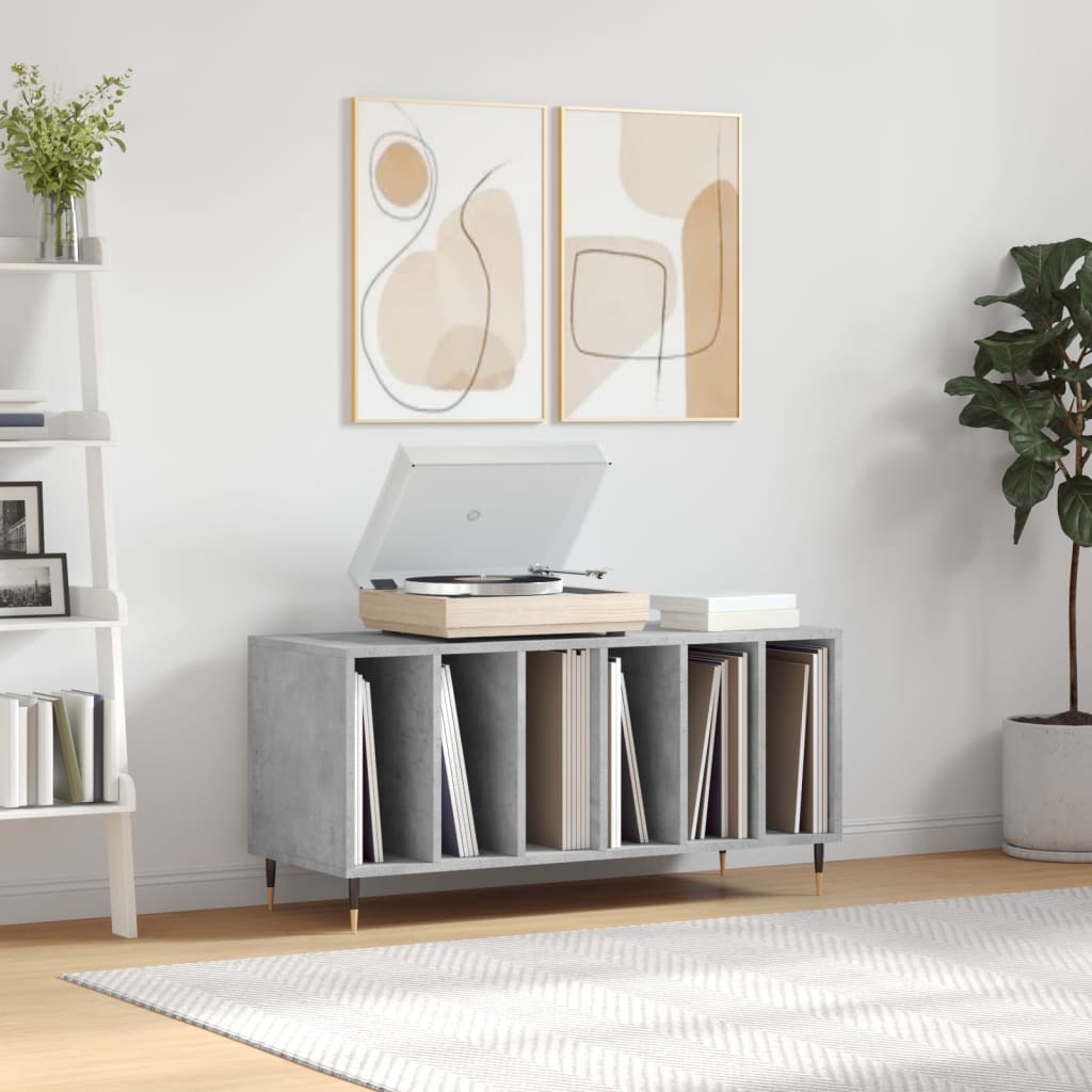 Record Cabinet Concrete Grey 100x38x48 cm Engineered Wood - Unbeatable Bargains