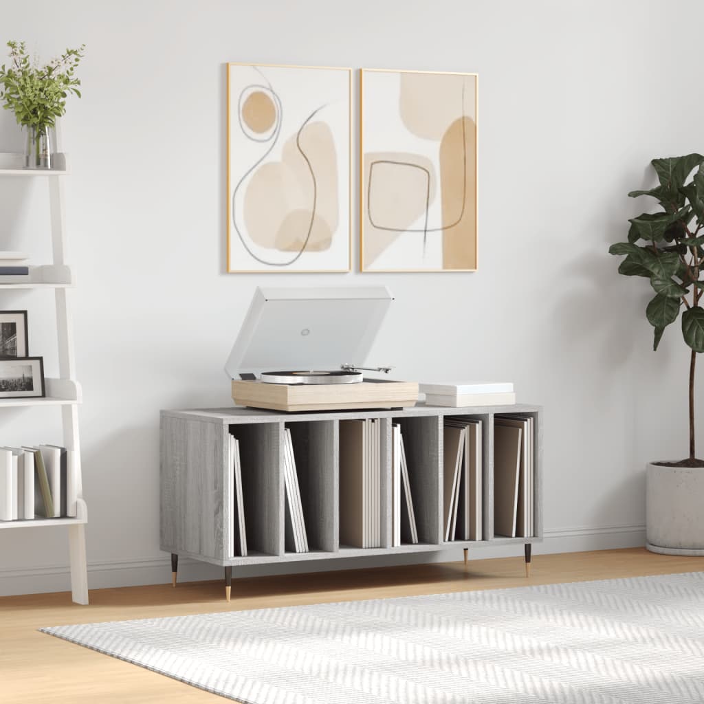 Record Cabinet Grey Sonoma 100x38x48 cm Engineered Wood - Unbeatable Bargains