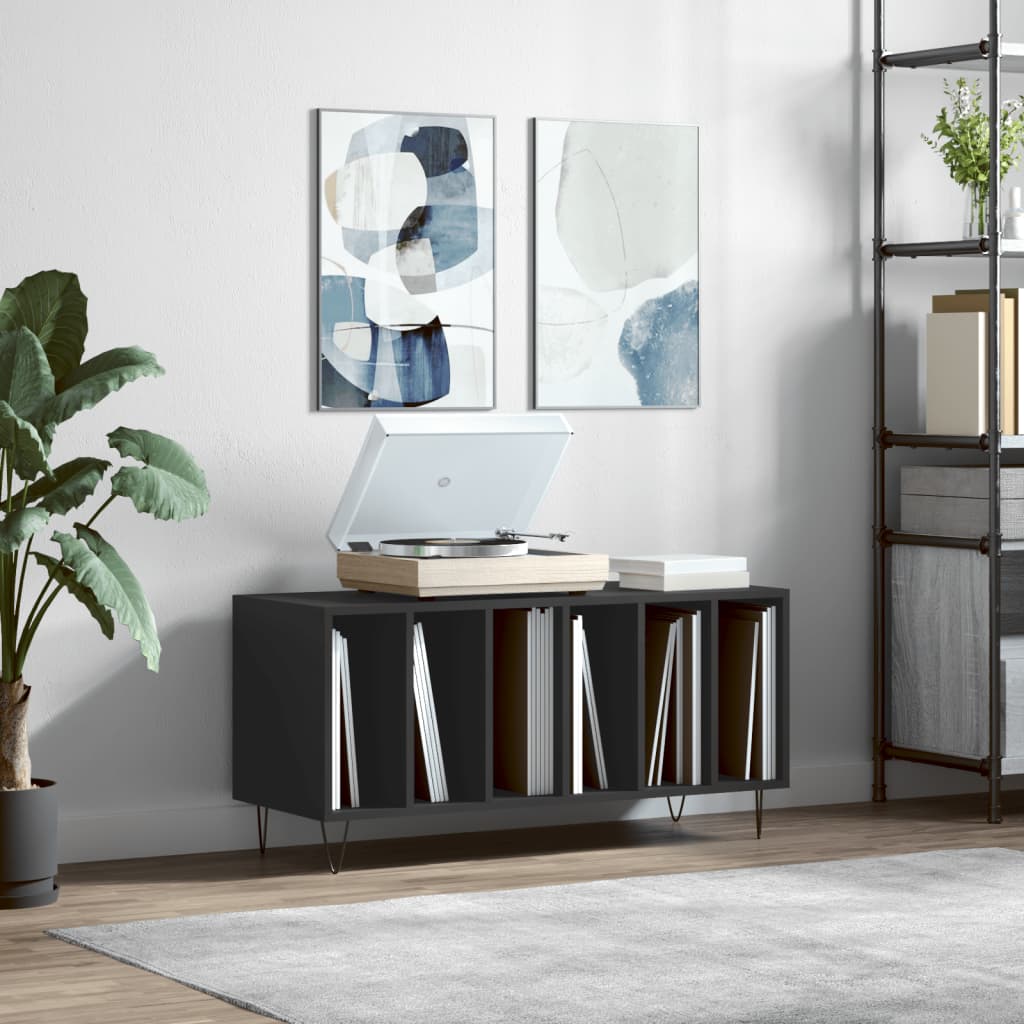 Record Cabinet Black 100x38x48cm Engineered Wood - Casper Homes