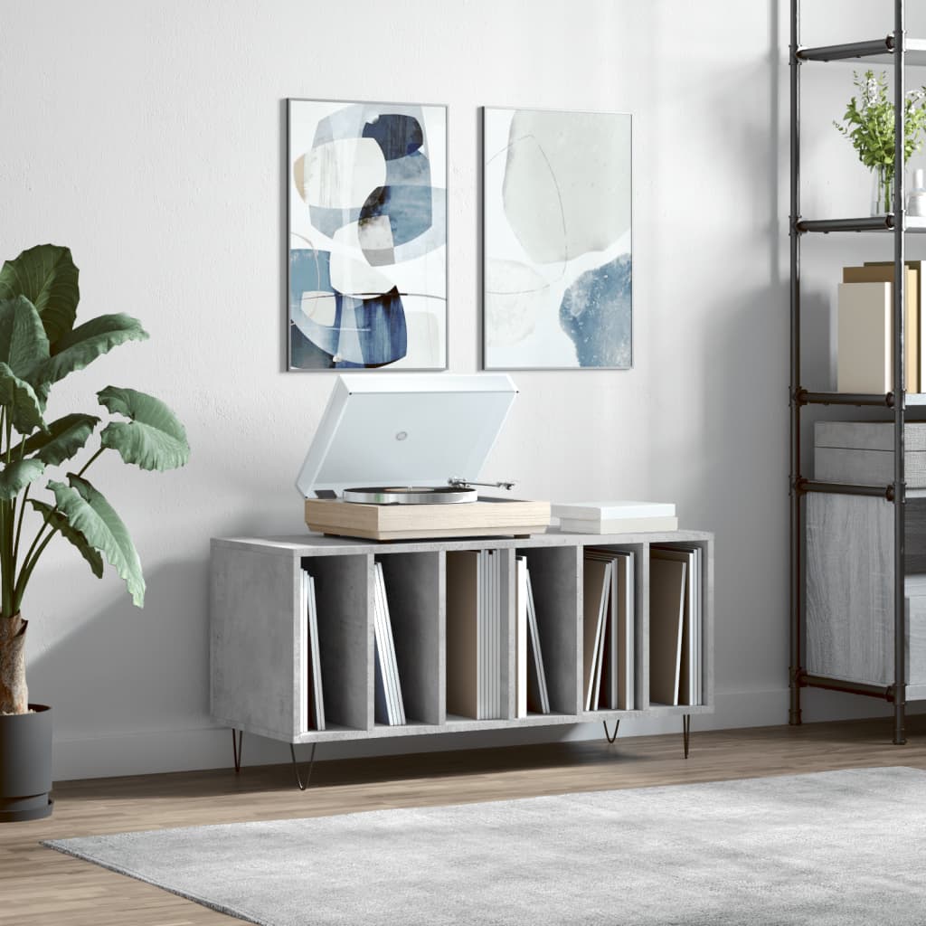 Record Cabinet Concrete Grey 100x38x48 cm Engineered Wood - Merlin Deals