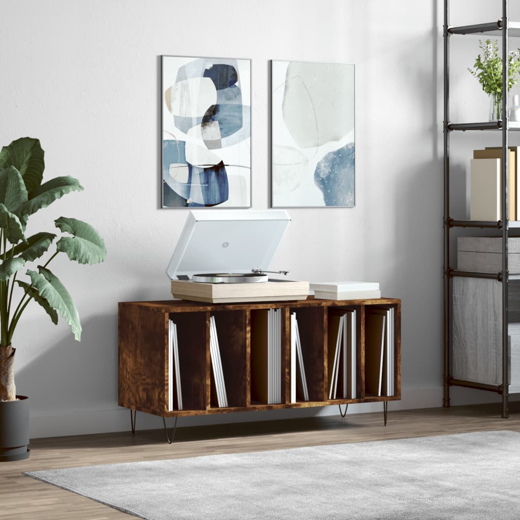 Record Cabinet Smoked Oak 100x38x48cm Engineered Wood - Tyrell & Tyrell