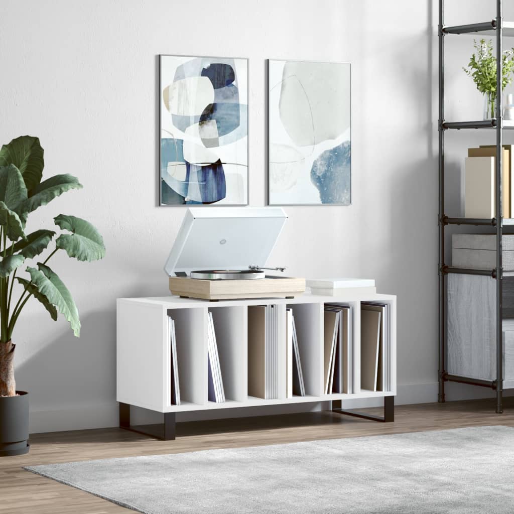 Record Cabinet White 100x38x48 cm Engineered Wood - Style and Chic