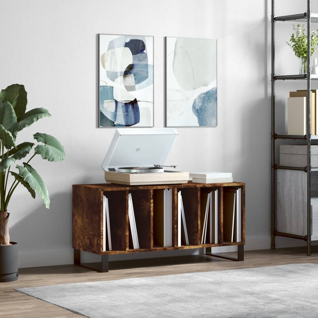 Record Cabinet Smoked Oak 100x38x48 cm Engineered Wood - Millennium Furniture