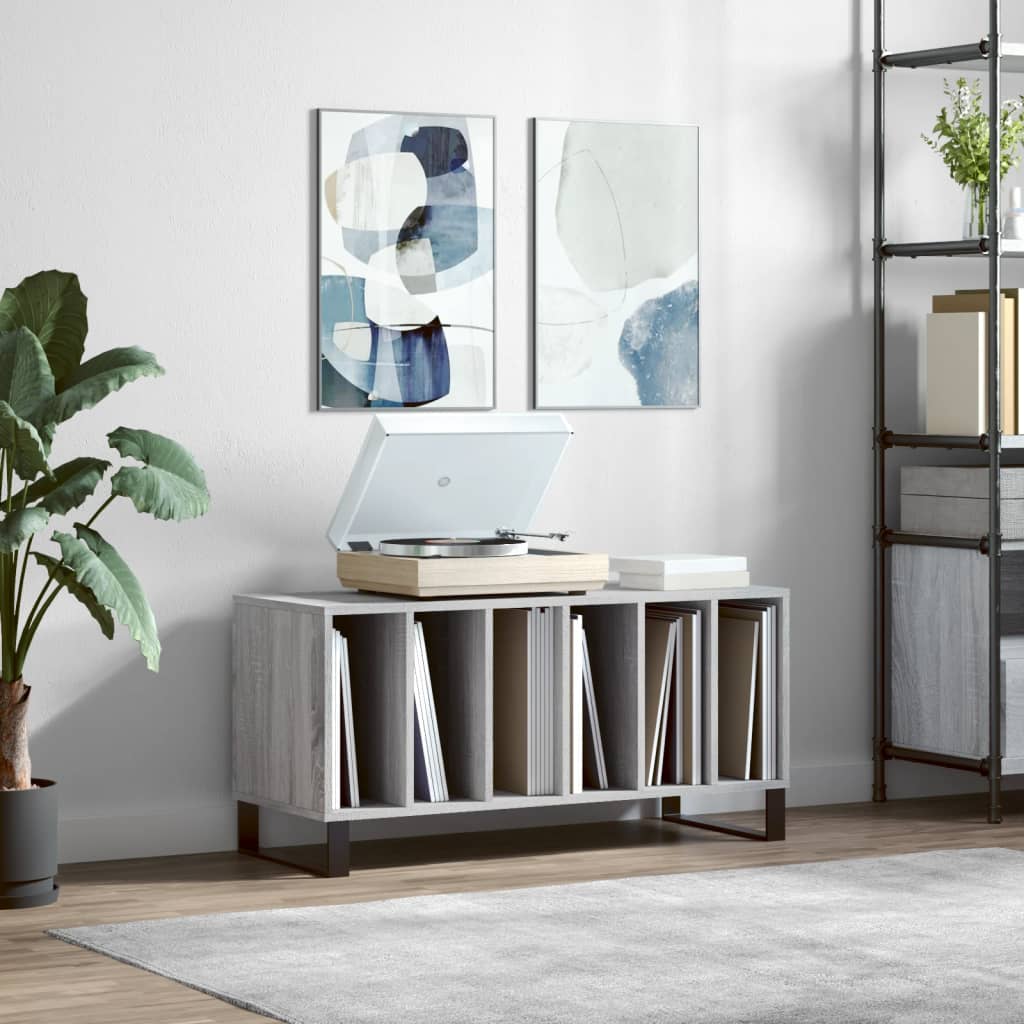 Record Cabinet Grey Sonoma 100x38x48 cm Engineered Wood - Direct Imports