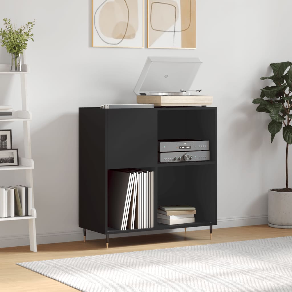 Record Cabinet Black 84.5x38x89cm Engineered Wood - Merlin Deals