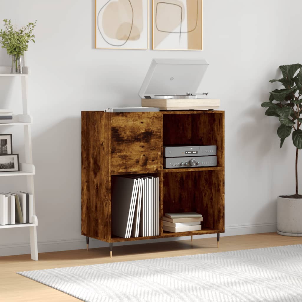 Record Cabinet Smoked Oak 84.5x38x89cm Engineered Wood - All Things Good