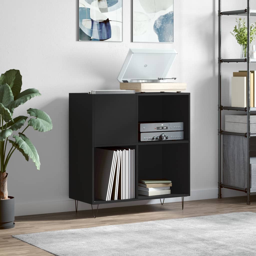 Record Cabinet Black 84.5x38x89cm Engineered Wood - Merlin Deals
