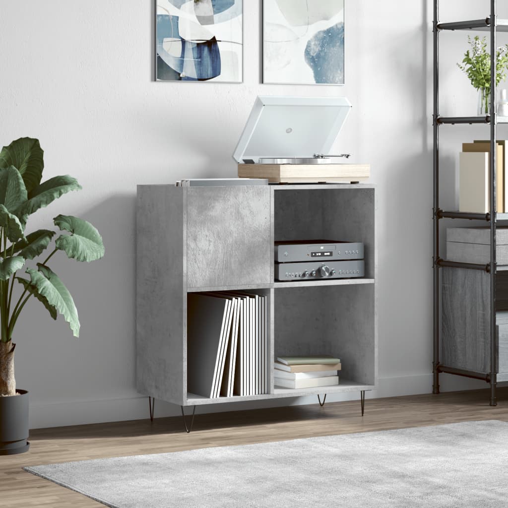 Record Cabinet Concrete Grey 84.5x38x89 cm Engineered Wood - Direct Imports