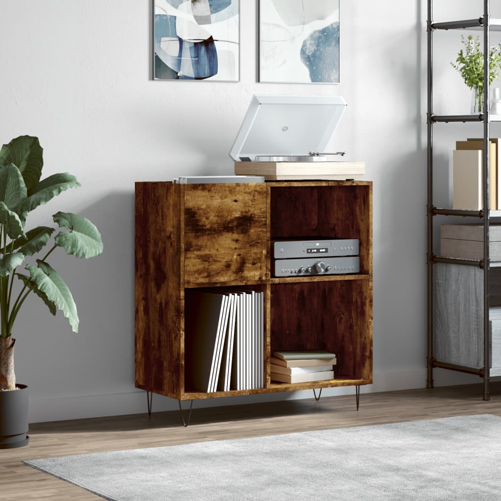 Record Cabinet Smoked Oak 84.5x38x89cm Engineered Wood - Casper Homes