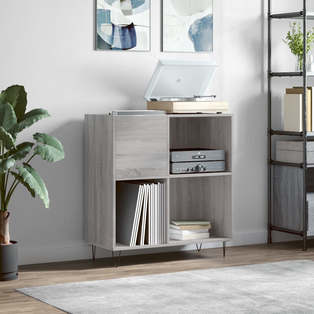 Record Cabinet Grey Sonoma 84.5x38x89 cm Engineered Wood - Merlin Deals