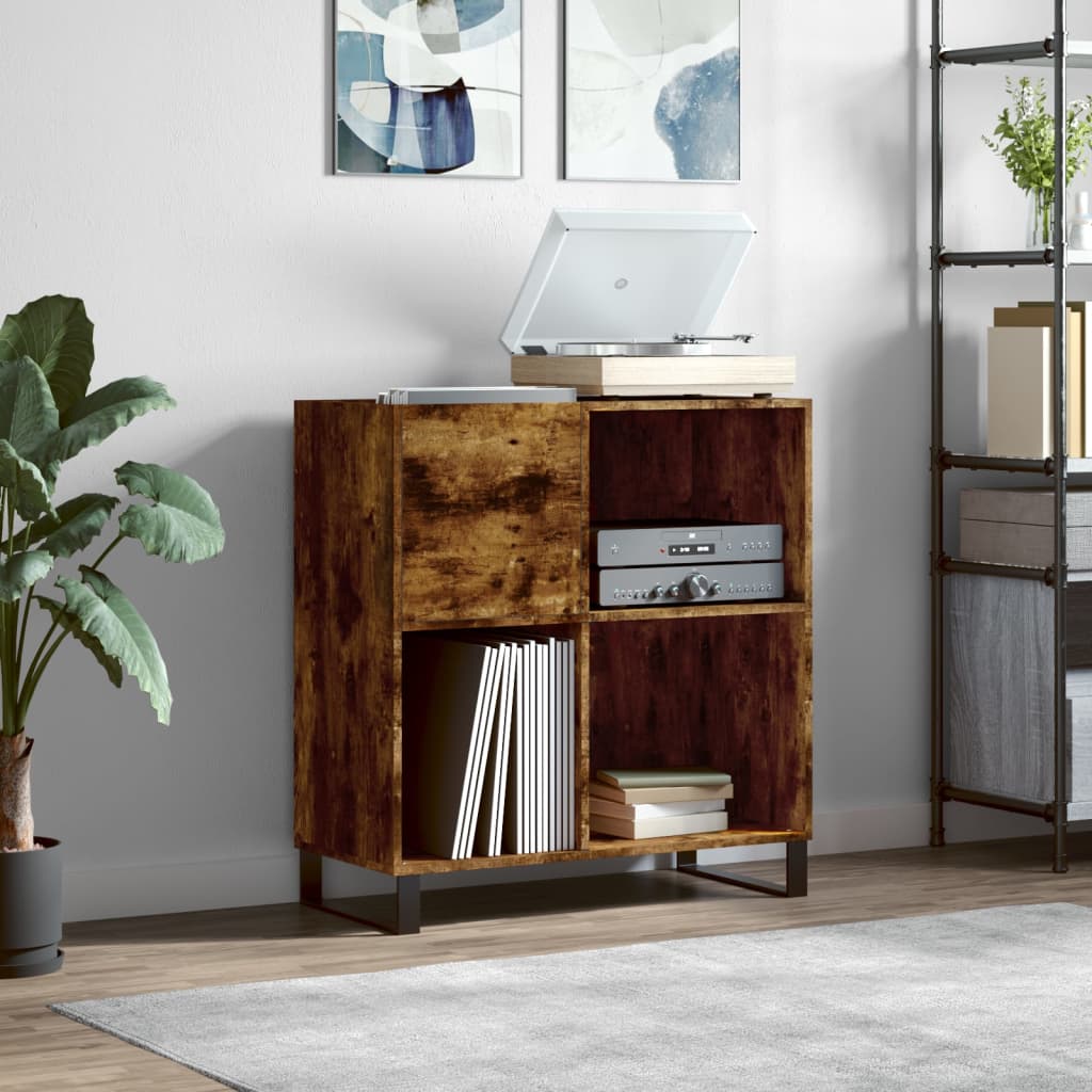 Record Cabinet Smoked Oak 84.5x38x89cm Engineered Wood - Brittle & Co