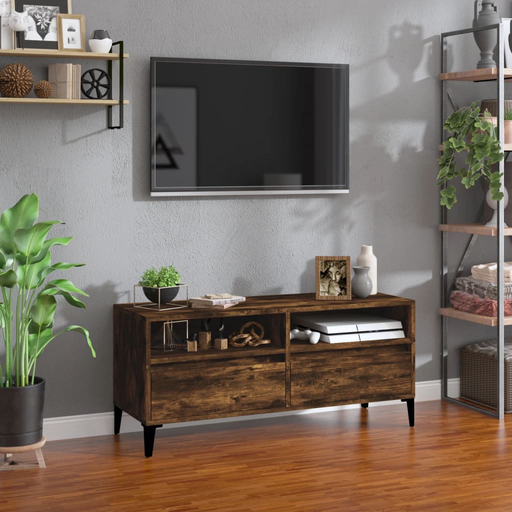 TV Cabinet Smoked Oak 100x34.5x44.5 cm Engineered Wood - The Home Maker