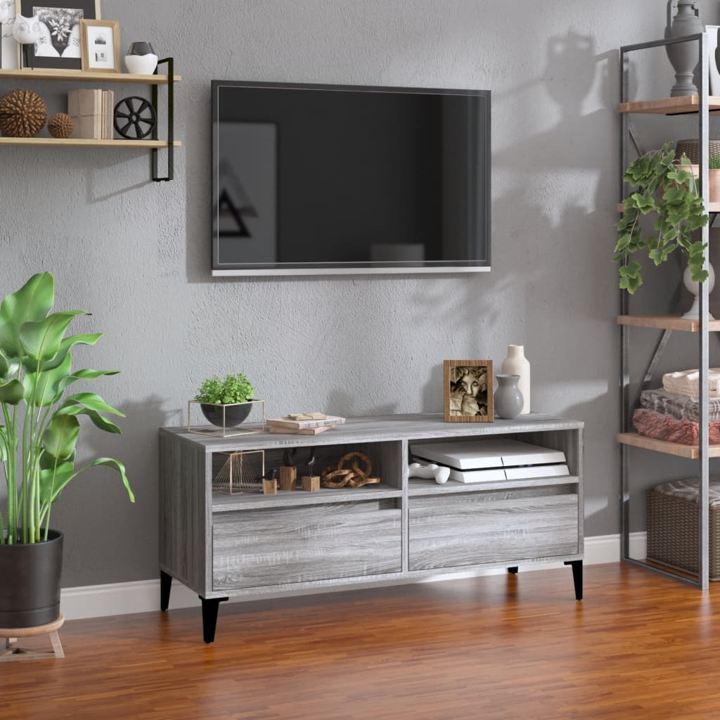 TV Cabinet Grey Sonoma 100x34.5x44.5 cm Engineered Wood - Merlin Deals