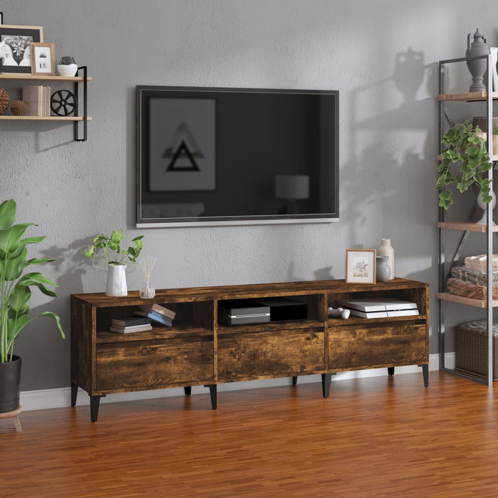 TV Cabinet Smoked Oak 150x30x44.5 cm Engineered Wood - Direct Imports