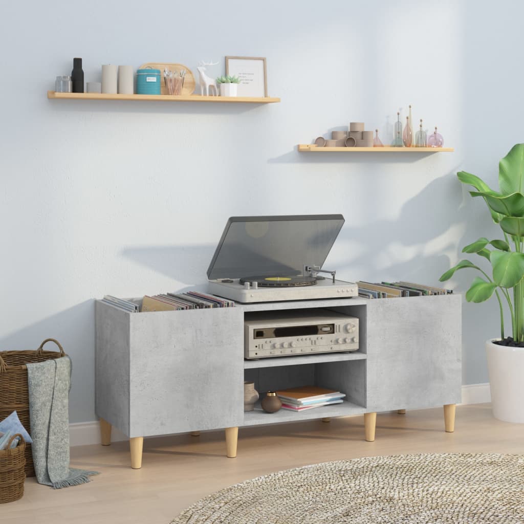 Record Cabinet Concrete Grey 121x38x48 cm Engineered Wood - Sid & Sam