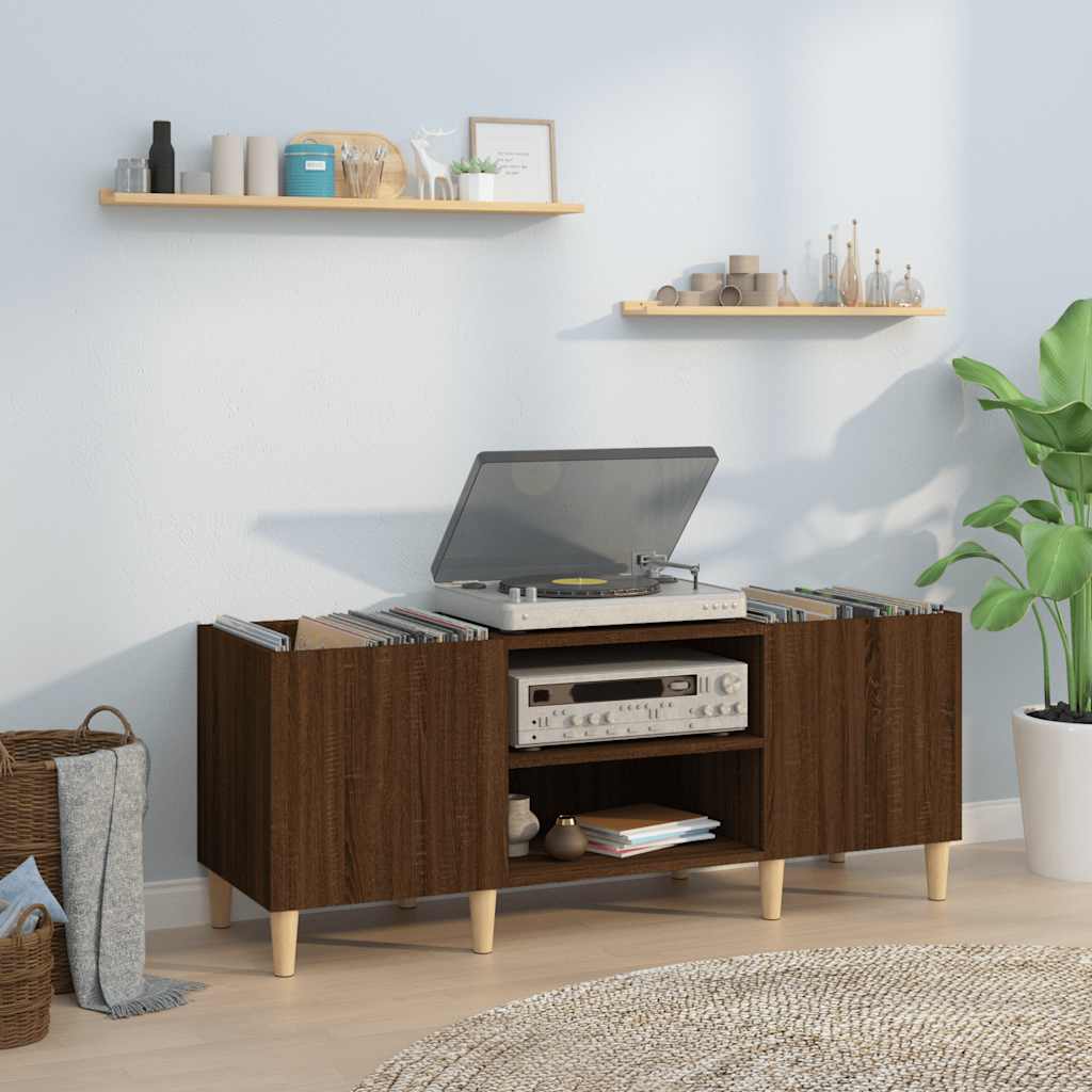 Record Cabinet Brown Oak 121x38x48 cm Engineered Wood - Millennium Furniture
