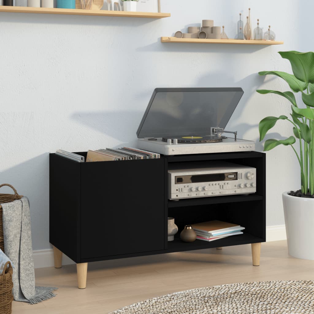Record Cabinet Black 84.5x38x48cm Engineered Wood - Direct Imports