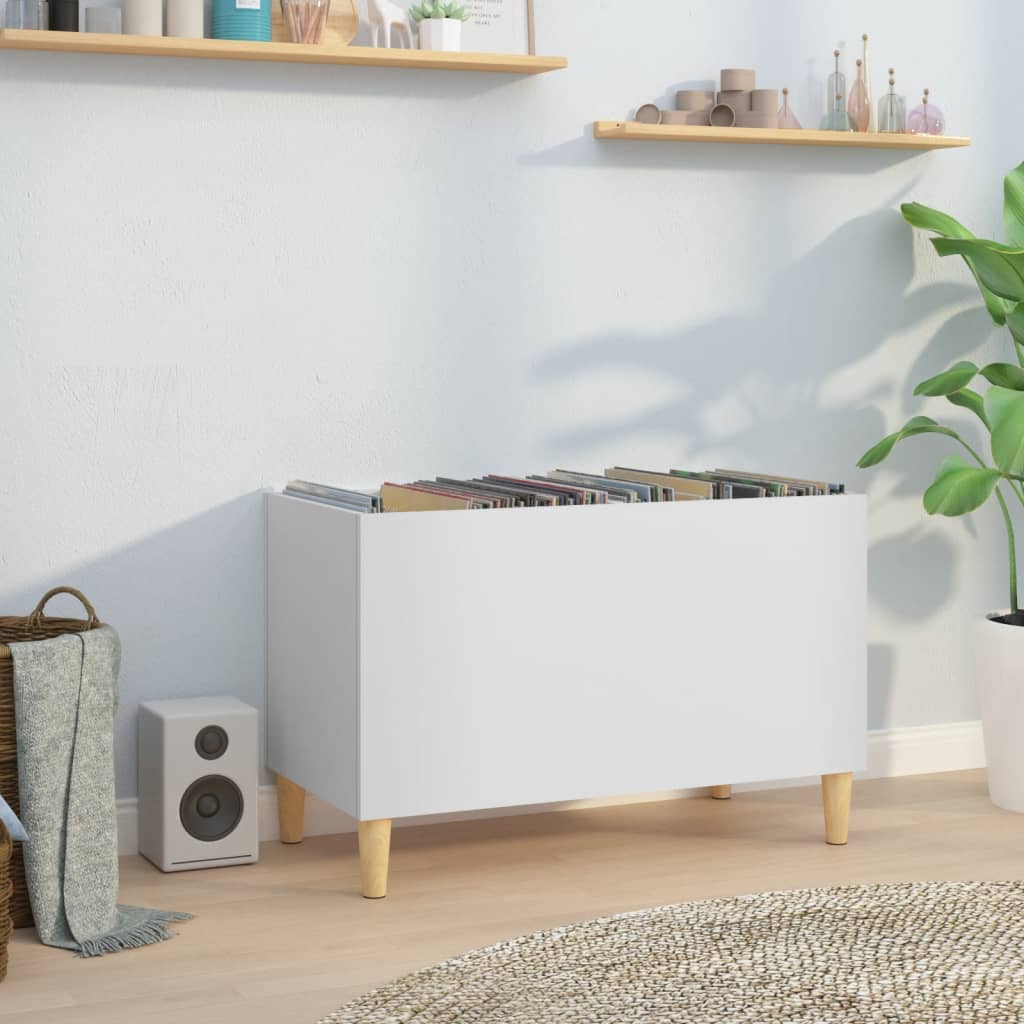 Record Cabinet White 74.5x38x48 cm Engineered Wood - Unbeatable Bargains