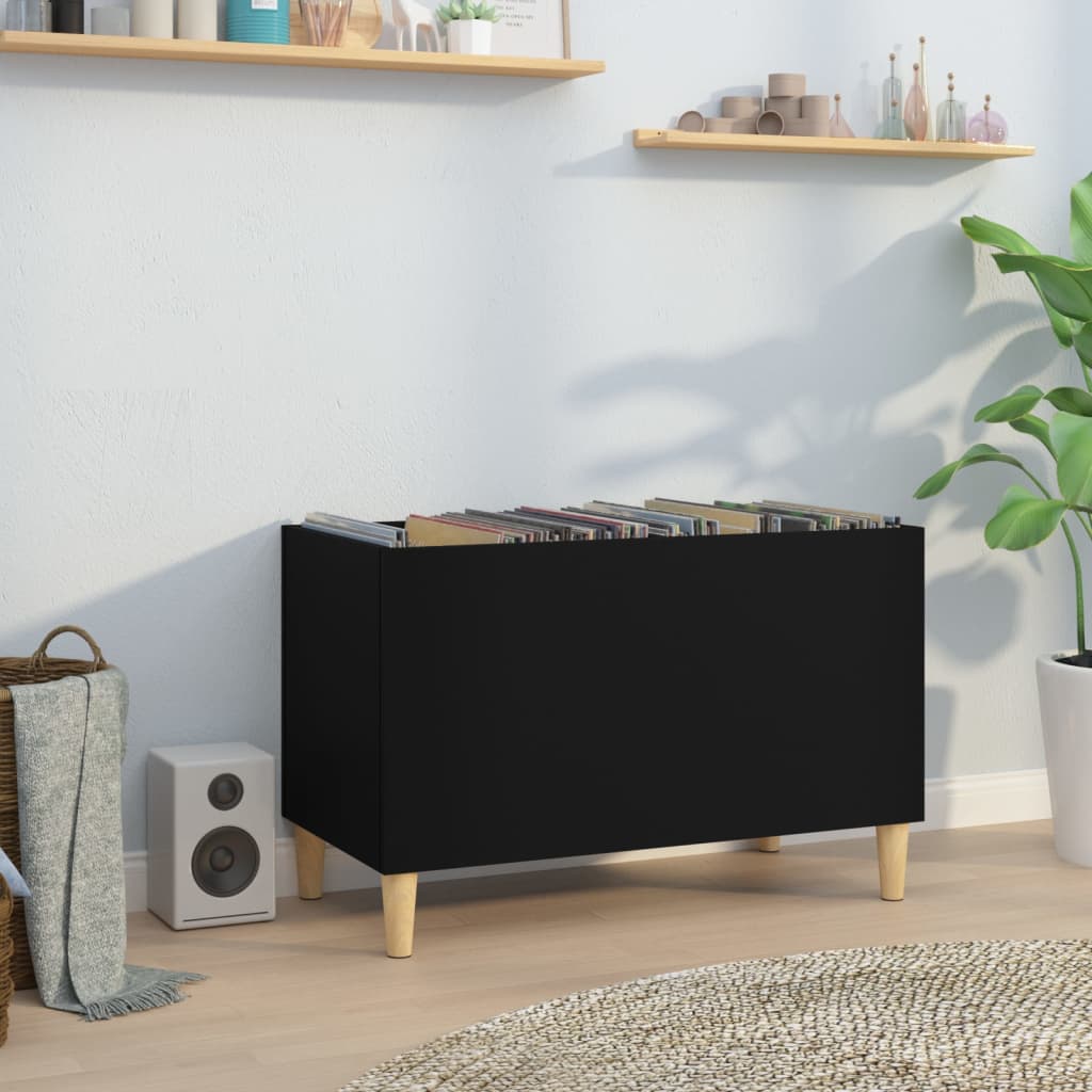 Record Cabinet Black 74.5x38x48 cm Engineered Wood - Unbeatable Bargains