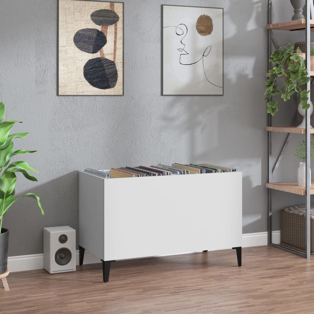 Record Cabinet White 74.5x38x48 cm Engineered Wood - Decor Base