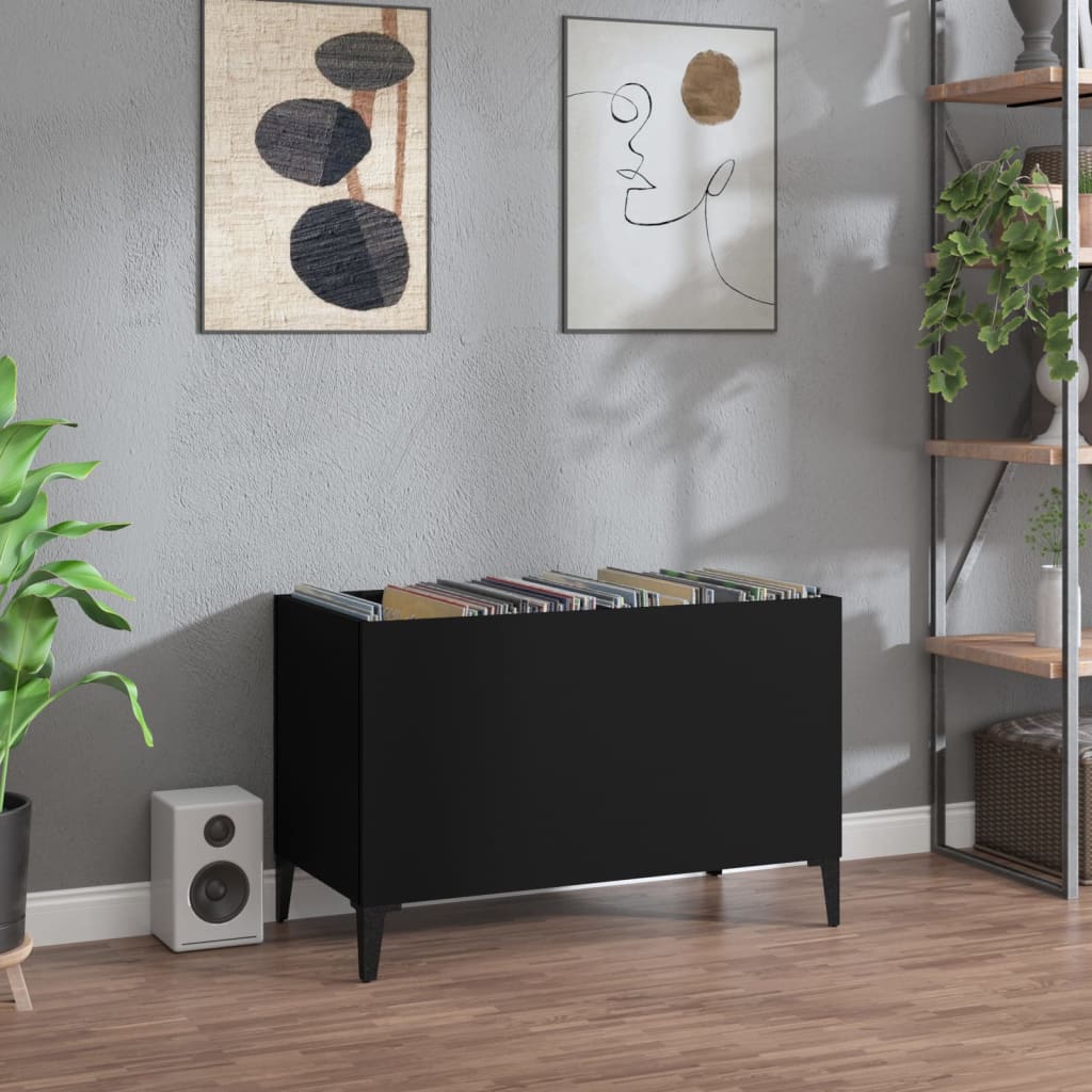 Record Cabinet Black 74.5x38x48 cm Engineered Wood - Sid & Sam