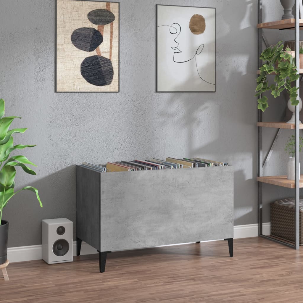 Record Cabinet Concrete Grey 74.5x38x48 cm Engineered Wood - Sid & Sam
