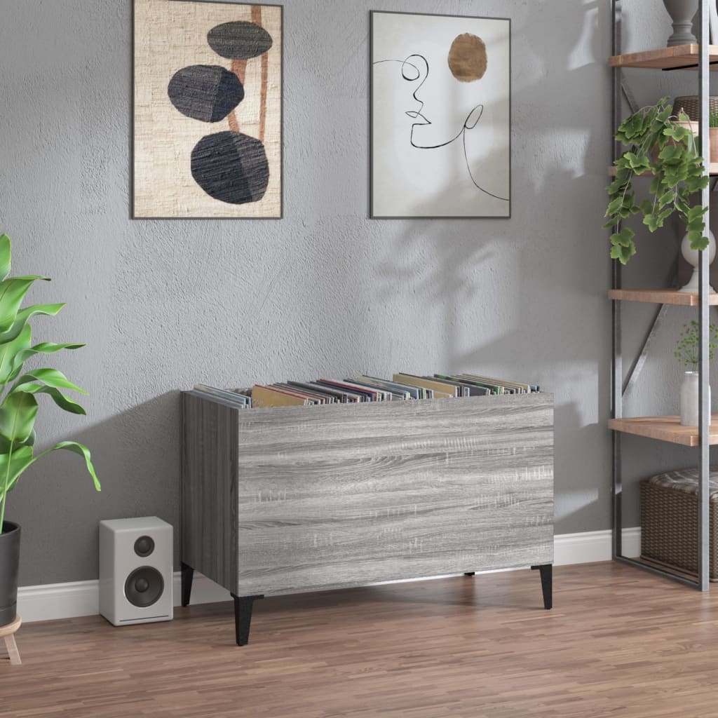Record Cabinet Grey Sonoma 74.5x38x48 cm Engineered Wood - Tyrell & Tyrell