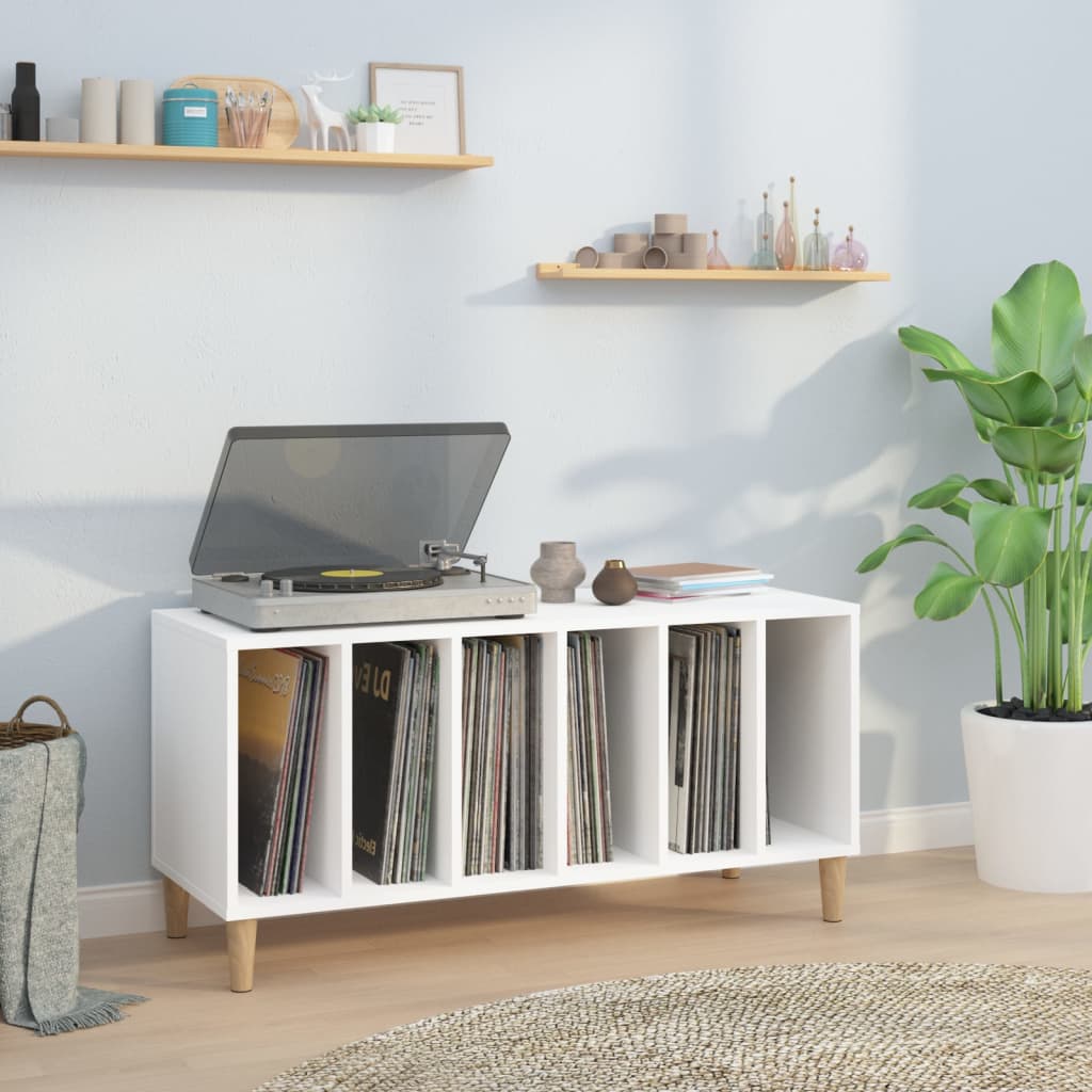 Record Cabinet White 100x38x48 cm Engineered Wood - The Home Maker