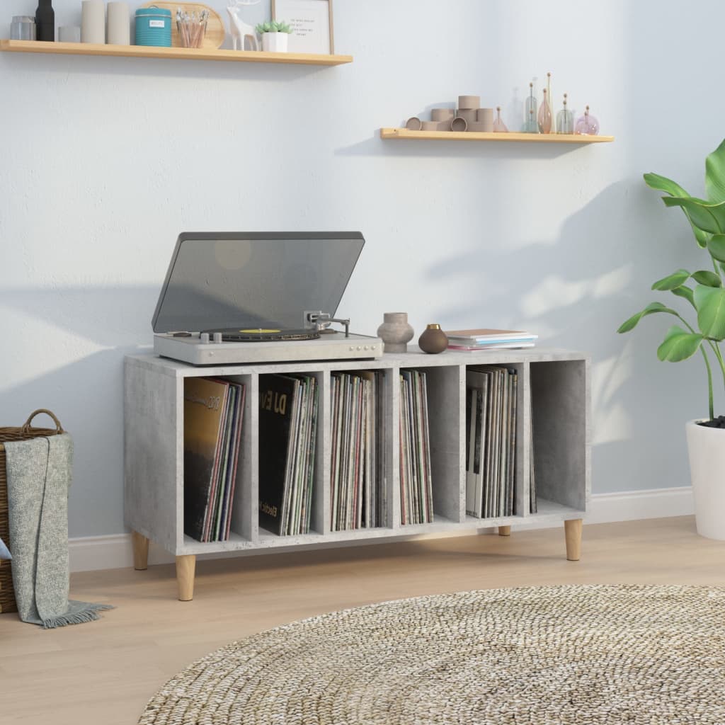 Record Cabinet Concrete Grey 100x38x48 cm Engineered Wood - Millennium Furniture