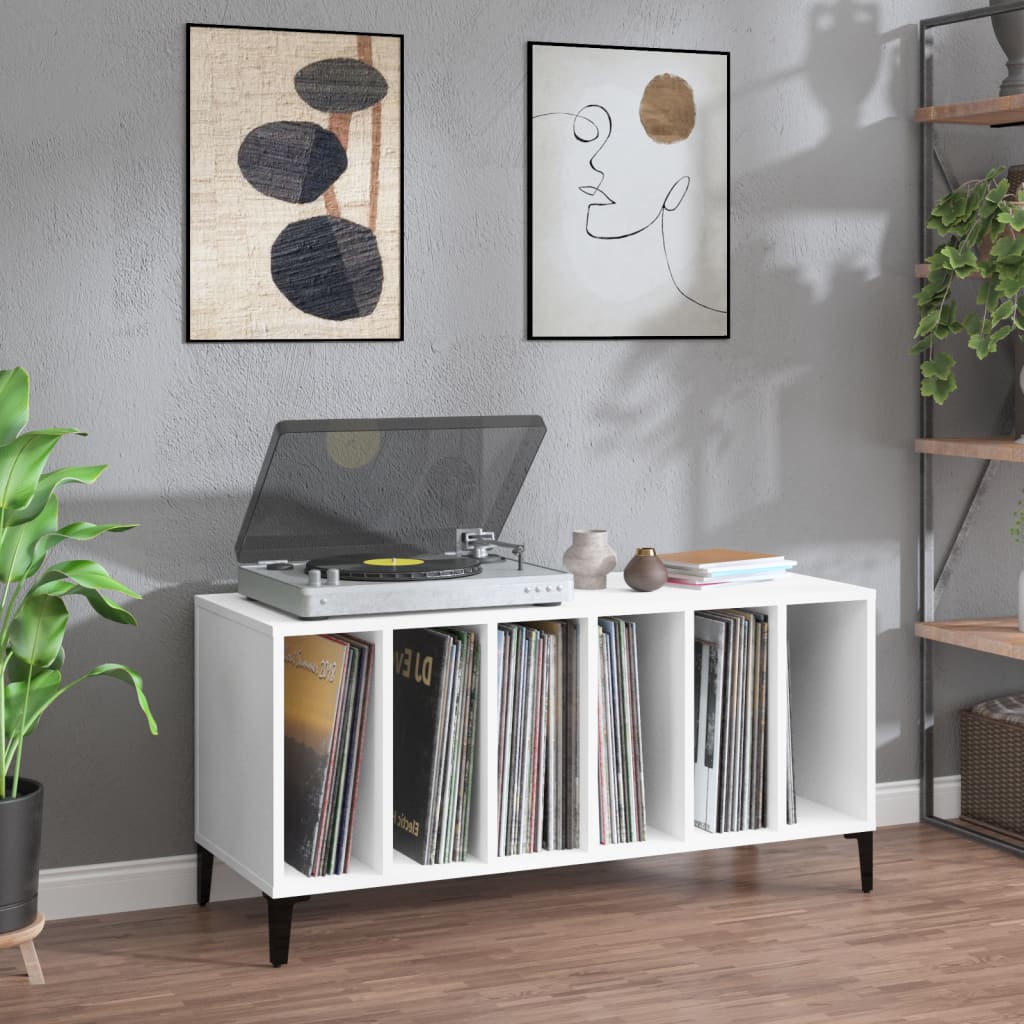 Record Cabinet White 100x38x48cm Engineered Wood - Sid & Sam