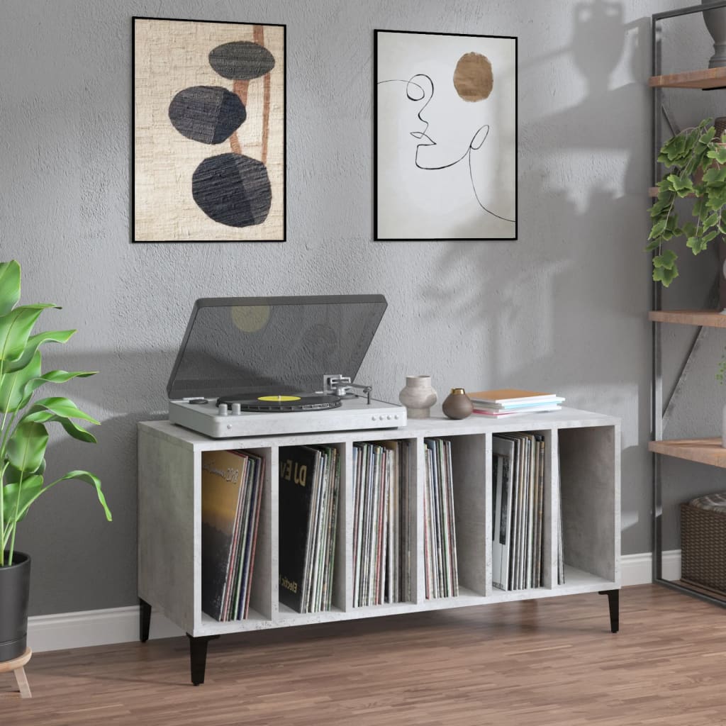 Record Cabinet Concrete Grey 100x38x48cm Engineered Wood - Merkel Designers