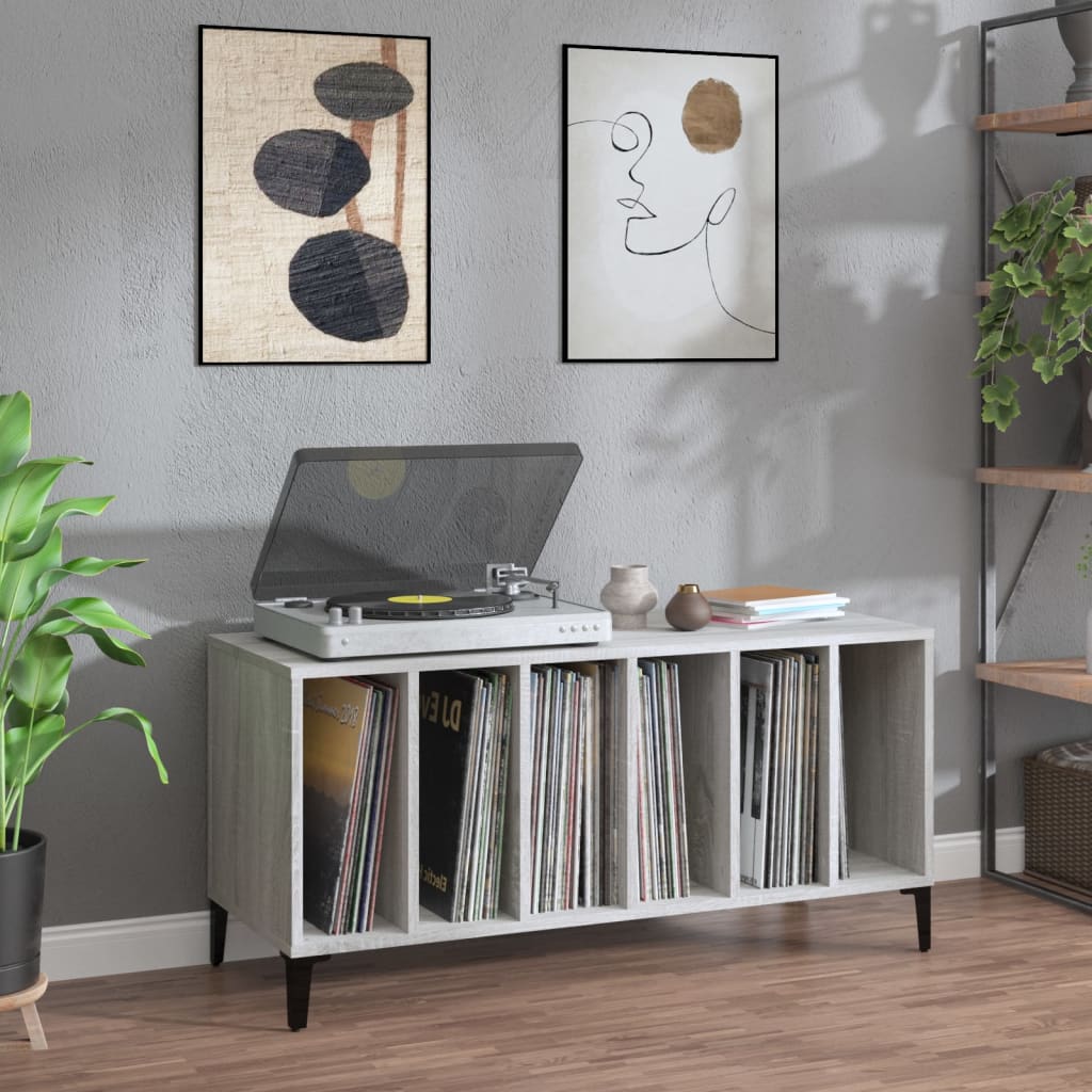 Record Cabinet Grey Sonoma 100x38x48 cm Engineered Wood - Merlin Deals