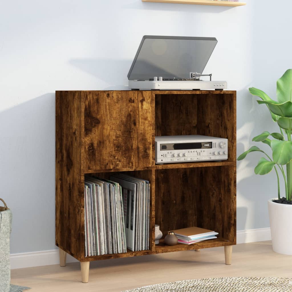 Record Cabinet Smoked Oak 84.5x38x89cm Engineered Wood - Direct Imports