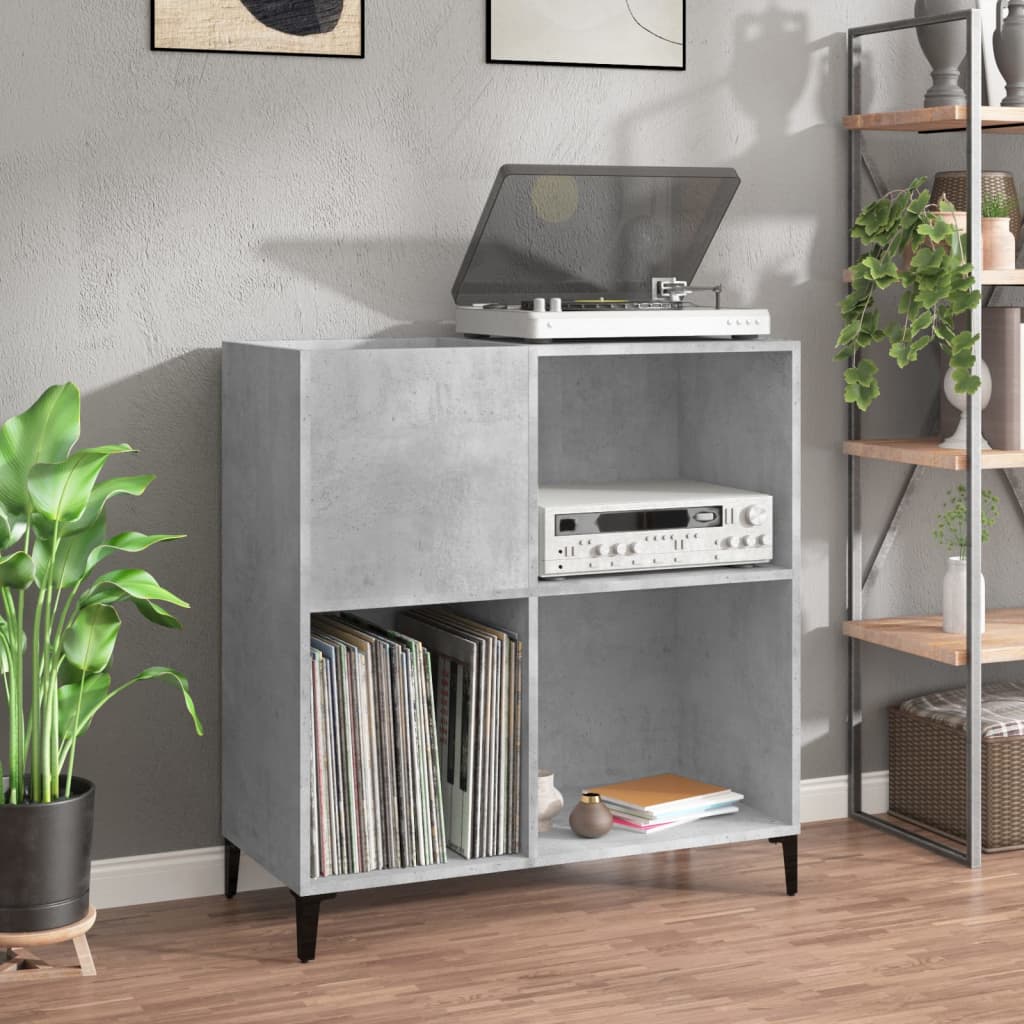 Record Cabinet Concrete Grey 84.5x38x89 cm Engineered Wood - Merlin Deals