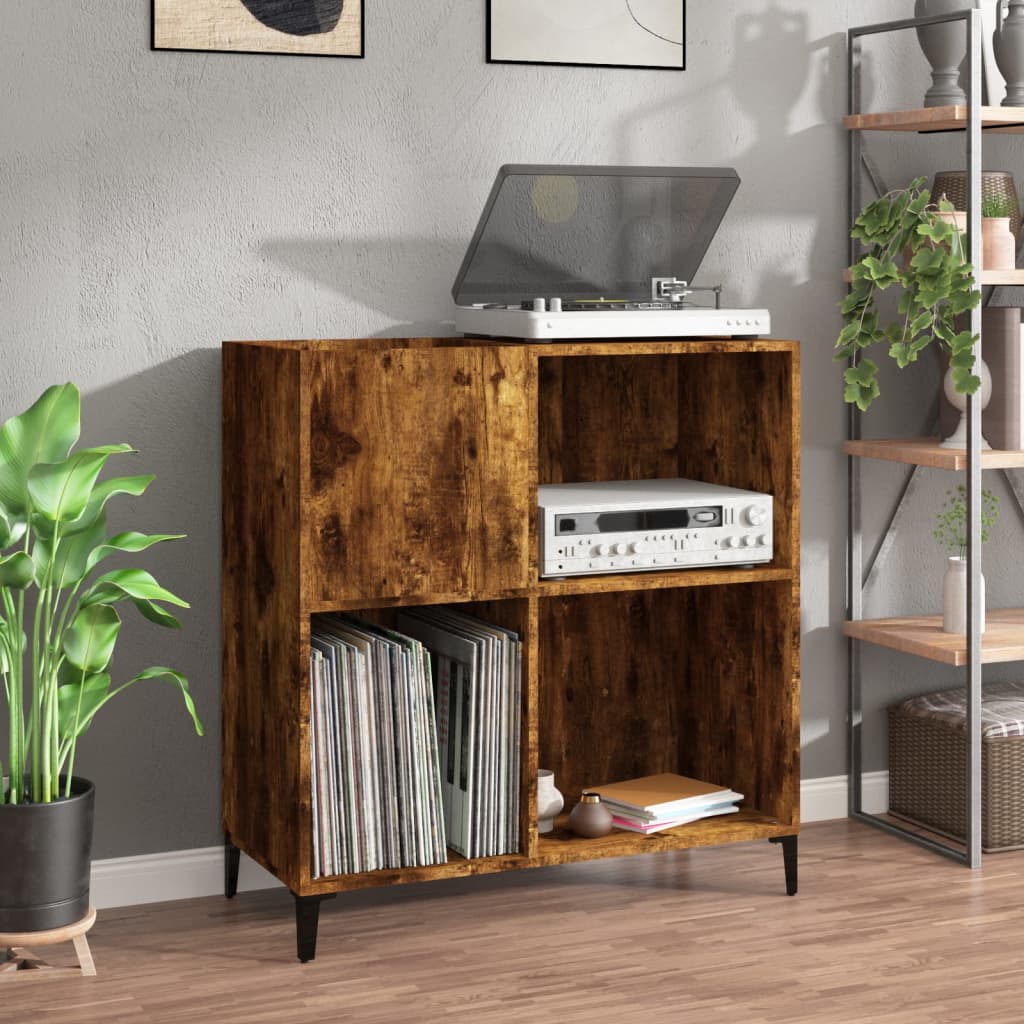 Record Cabinet Smoked Oak 84.5x38x89cm Engineered Wood - The Home Maker