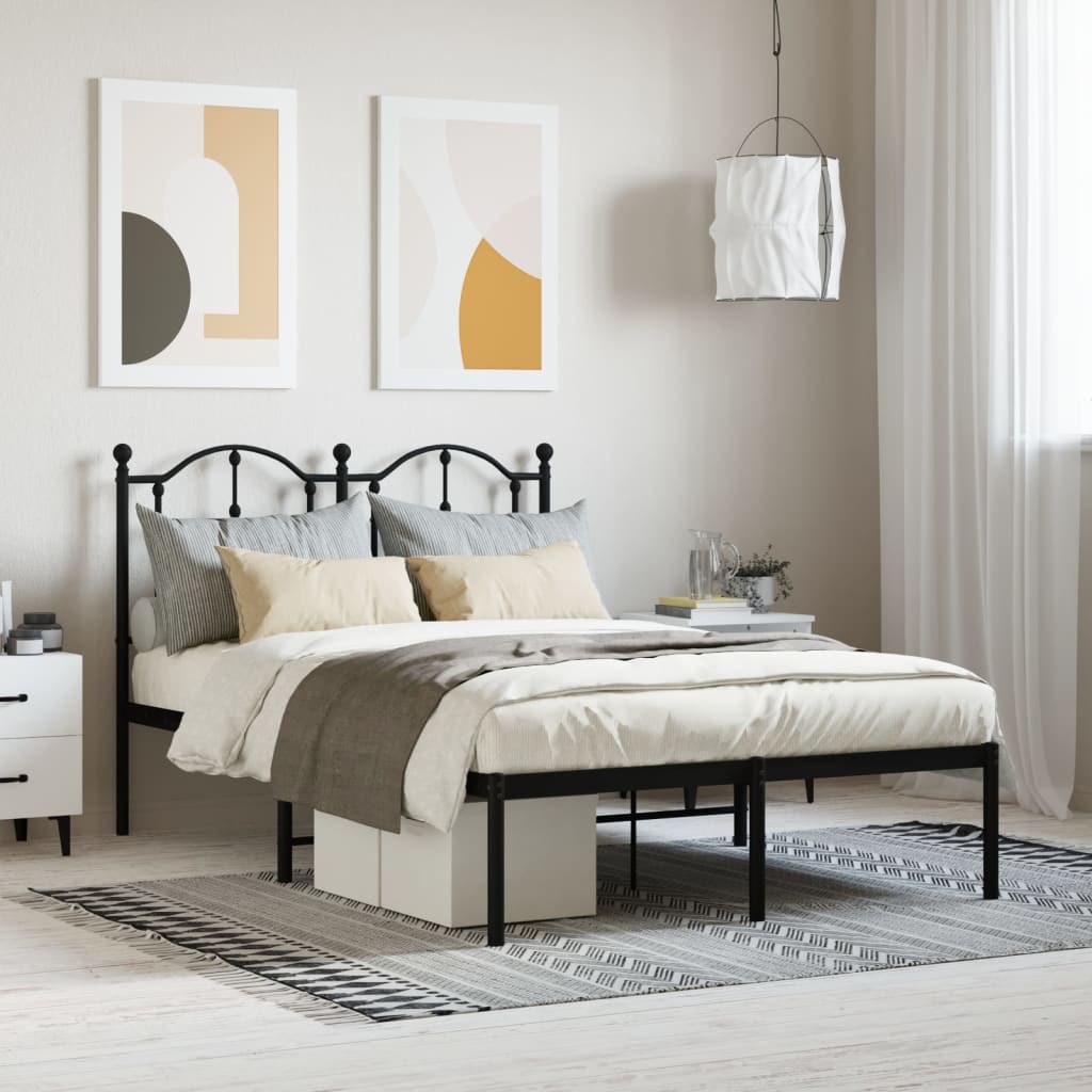 Metal Bed Frame with Headboard Black 120x200 cm - Merlin Deals
